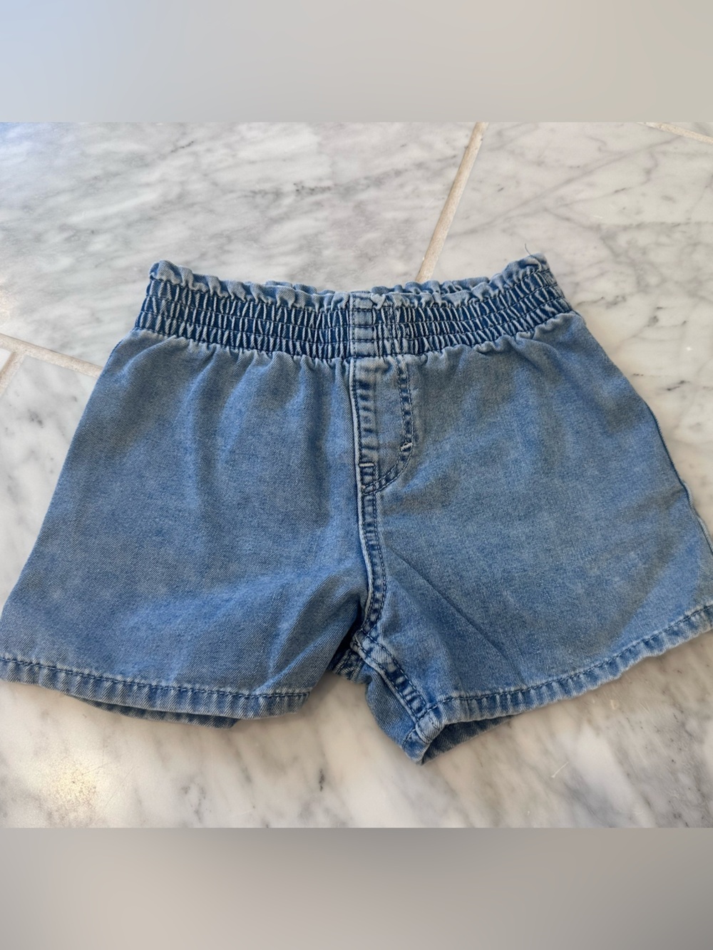 H&M Light Blue Elastic-Waist Denim Shorts